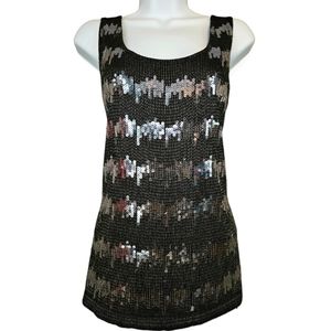 NWOT Chicos black sequined tank top blouse Womens Large